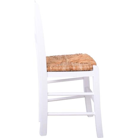 ΣΥΡΟΣ Καρέκλα Οξιά Βαφή Εμποτισμού Λάκα Άσπρο, Κάθισμα Ψάθα (Ρ950,Ε8)