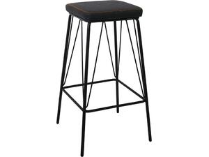 PANTON Σκαμπό BAR, Μέταλλο Βαφή Μαύρο, PU Απόχρωση Vintage Black (σετ 2 τεμαχίων) (ΕΜ779,3)