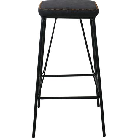 PANTON Σκαμπό BAR, Μέταλλο Βαφή Μαύρο, PU Απόχρωση Vintage Black (σετ 2 τεμαχίων) (ΕΜ779,3)