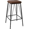 PANTON Σκαμπό BAR, Μέταλλο Βαφή Μαύρο, PU Απόχρωση Vintage Brown (σετ 2 τεμαχίων) (ΕΜ779,2)
