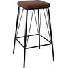 PANTON Σκαμπό BAR, Μέταλλο Βαφή Μαύρο, PU Απόχρωση Vintage Brown (σετ 2 τεμαχίων) (ΕΜ779,2)