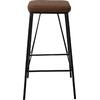 PANTON Σκαμπό BAR, Μέταλλο Βαφή Μαύρο, PU Απόχρωση Vintage Brown (σετ 2 τεμαχίων) (ΕΜ779,2)