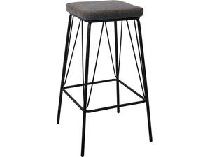 PANTON Σκαμπό BAR, Μέταλλο Βαφή Μαύρο, PU Απόχρωση Vintage Grey (σετ 2 τεμαχίων) (ΕΜ779,1)