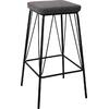 PANTON Σκαμπό BAR, Μέταλλο Βαφή Μαύρο, PU Απόχρωση Vintage Grey (σετ 2 τεμαχίων) (ΕΜ779,1)