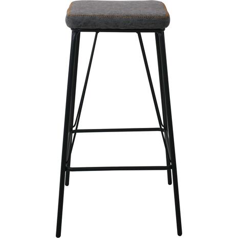PANTON Σκαμπό BAR, Μέταλλο Βαφή Μαύρο, PU Απόχρωση Vintage Grey (σετ 2 τεμαχίων) (ΕΜ779,1)