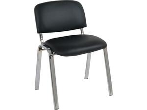 SIGMA Καρέκλα Στοιβαζόμενη Γραφείου Επισκέπτη, Χρώμιο, PVC Μαύρο (ΕΟ550,11W) (Μαύρο)