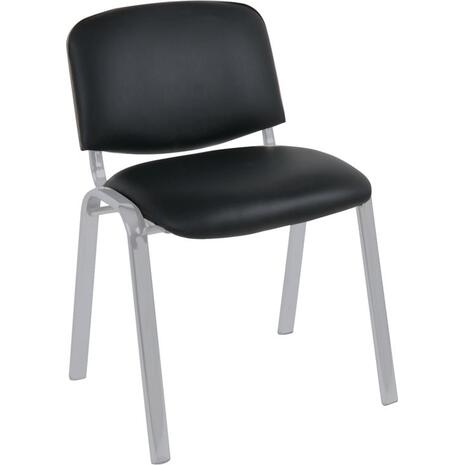 SIGMA Καρέκλα Στοιβαζόμενη Γραφείου Επισκέπτη, Μέταλλο Βαφή Silver, PVC Μαύρο (ΕΟ550,12W) (Μαύρο)