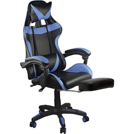 BF7860 Gaming Relax Πολυθρόνα Γραφείου με Υποπόδιο, Pu Μαύρο - Μπλε (ΕΟ581,2) (Μπλε)