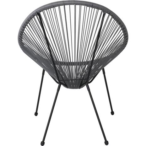 ACAPULCO Πολυθρόνα Μέταλλο Βαφή Μαύρο, Rattan Γκρι (Ε245,4) (Μαύρο)