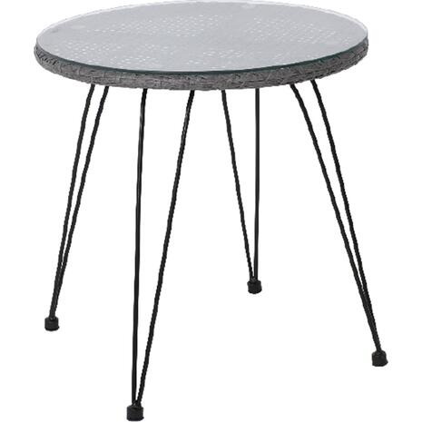 SALSA Τραπέζι Μέταλλο Βαφή Μαύρο, Wicker Γκρι (Ε244,Τ1)