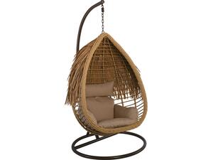 SALSA TROPIC Κρεμαστή Πολυθρόνα, Wicker Φυσικό, Μέταλλο Brown, Μαξιλάρι Μπεζ (Ε6780,1)