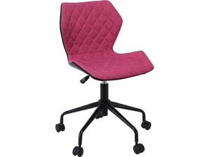 DAVID Καρέκλα Γραφείου PU Μαύρο, Ύφασμα Ροδί, Βάση Μέταλλο Βαφή Μαύρο (ΕΟ207,2) (Ροζ)