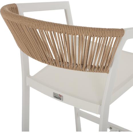 ΣΚΑΜΠΟ ΑΛΟΥΜΙΝΙΟΥ ΛΕΥΚΟ ΜΕ ΜΠΡΑΤΣΑ RATTAN & TEXTLINE 56x58x105Yεκ. HM5892.22