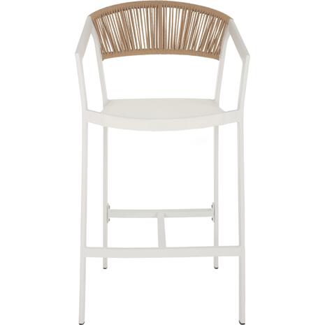 ΣΚΑΜΠΟ ΑΛΟΥΜΙΝΙΟΥ ΛΕΥΚΟ ΜΕ ΜΠΡΑΤΣΑ RATTAN & TEXTLINE 56x58x105Yεκ. HM5892.22