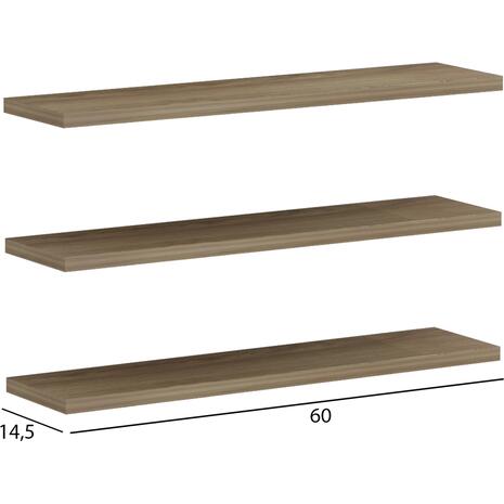 ΣΕΤ 3 ΡΑΦΙΑ ΤΟΙΧΟΥ CASSIUS HM8966.12 ΜΕΛΑΜΙΝΗ ΣΕ ΦΥΣΙΚΟ 60x14,5 εκ
