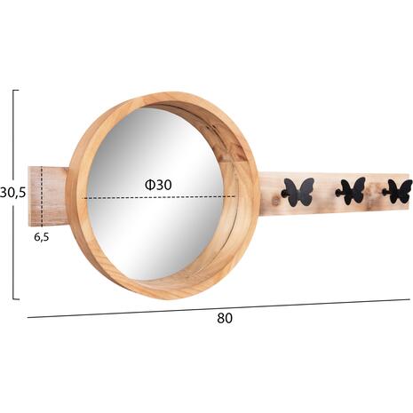 ΚΑΘΡΕΠΤΗΣ ΤΟΙΧΟΥ ΣΤΡΟΓΓΥΛΟΣ SCUTTLE HM4222 FIR WOOD&MDF-BLACK METAL 80x6,5x30,5Υεκ.