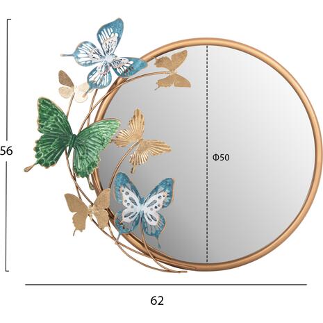 ΚΑΘΡΕΠΤΗΣ ΤΟΙΧΟΥ ΣΤΡΟΓΓΥΛΟΣ ΗΜ4213 ΜΕΤΑΛΛΟ ΣΕ ΧΡΥΣΟ-ΠΡΑΣΙΝΟ-ΜΠΛΕ 62x6,5x56Yεκ.