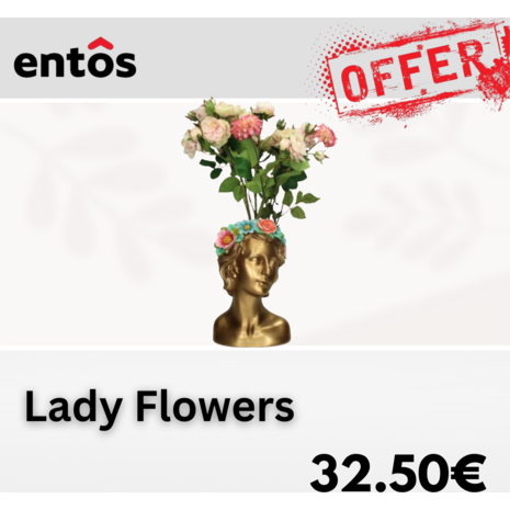 Βάζο από πολυρεσίνη Lady Flowers Multi | entos 29x19x18cm