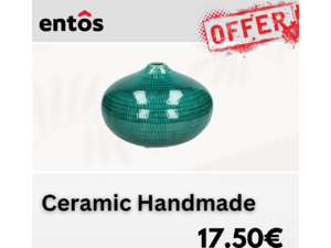 Βάζο πήλινο/κεραμικό Ceramic Handmade Petrol | entos 26x26x16cm