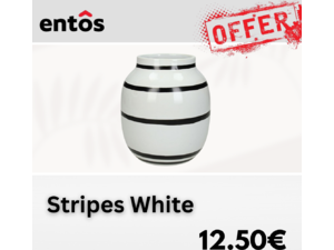 Βάζο πήλινο/κεραμικό Stripes Fine White | entos 16.5x16.5x19.5cm