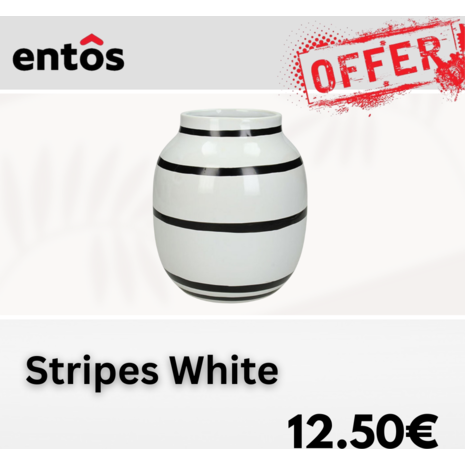 Βάζο πήλινο/κεραμικό Stripes Fine White | entos 16.5x16.5x19.5cm