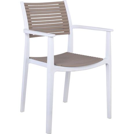 AKRON Πολυθρόνα PP-UV Άσπρο - Sand Beige (Ε350,11)
