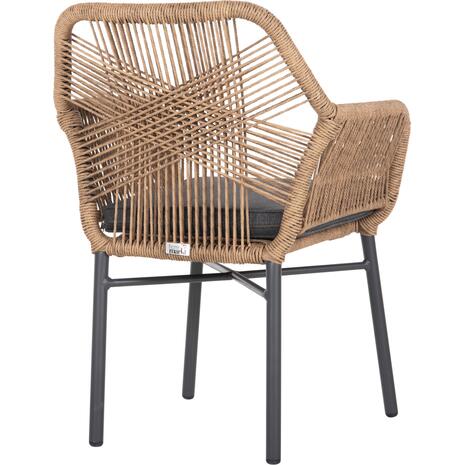 ΠΟΛΥΘΡΟΝΑ TOPIN HM6048.03 ΑΛΟΥΜΙΝΙΟ ΑΝΘΡΑΚΙ-P.E. RATTAN ΜΠΕΖ-ΜΑΞΙΛΑΡΙ ΑΝΘΡΑΚΙ