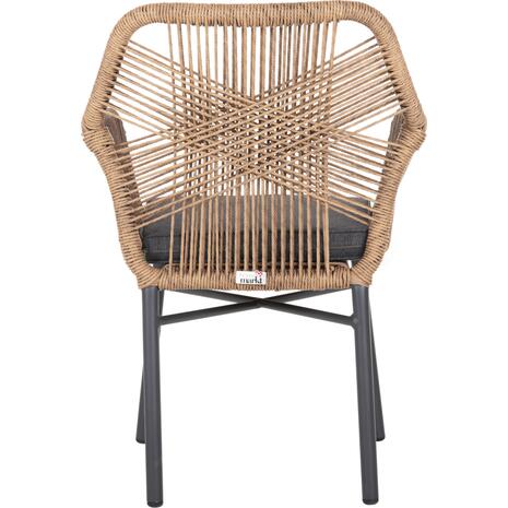 ΠΟΛΥΘΡΟΝΑ TOPIN HM6048.03 ΑΛΟΥΜΙΝΙΟ ΑΝΘΡΑΚΙ-P.E. RATTAN ΜΠΕΖ-ΜΑΞΙΛΑΡΙ ΑΝΘΡΑΚΙ
