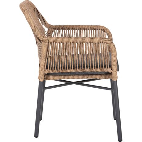 ΠΟΛΥΘΡΟΝΑ TOPIN HM6048.03 ΑΛΟΥΜΙΝΙΟ ΑΝΘΡΑΚΙ-P.E. RATTAN ΜΠΕΖ-ΜΑΞΙΛΑΡΙ ΑΝΘΡΑΚΙ
