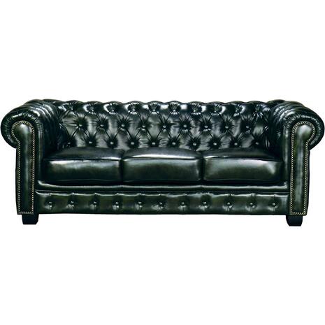 CHESTERFIELD Birmingham Kαναπές 3Θέσιος Σαλονιού Καθιστικού,Δέρμα Antique Green (Ε9574,33)