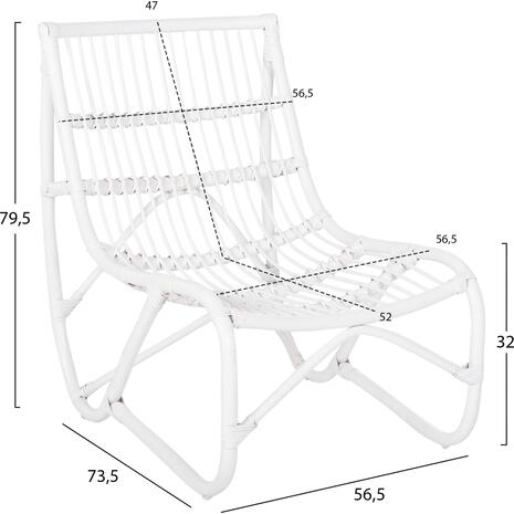 ΠΟΛΥΘΡΟΝΑ GRINN HM9815.03 ΡΑΒΔΟΙ RATTAN ΣΕ ΛΕΥΚΟ 56,5x73,5x79,5Υ εκ.