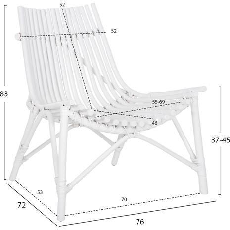 ΚΑΡΕΚΛΑ ΕΞΩΤ.ΧΩΡΟΥ CELLION HM9812.03 ΡΑΒΔΟΙ RATTAN ΣΕ ΛΕΥΚΟ ΧΡΩΜΑ 76x72x83Υεκ.