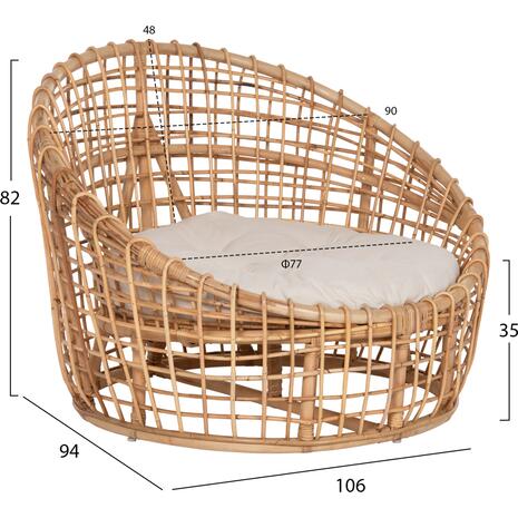 ΠΟΛΥΘΡΟΝΑ ENTO HM9814 RATTAN ΣΕ ΦΥΣΙΚΟ-ΛΕΥΚΟ ΜΑΞΙΛΑΡΙ 103x92x81Yεκ.