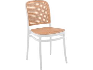 FLORENCE Καρέκλα PP Άσπρο, PP Rattan Μπεζ, Στοιβαζόμενη (Ε387,1)