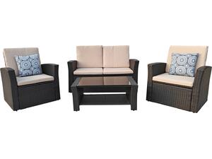 ΣΑΛΟΝΙ ΕΞ.ΧΩΡΟΥ 4ΤΜΧ THORE HM5978 ΣΥΝΘ. RATTAN ΜΑΥΡΟ-ΜΠΕΖ ΜΑΞΙΛΑΡΙΑ