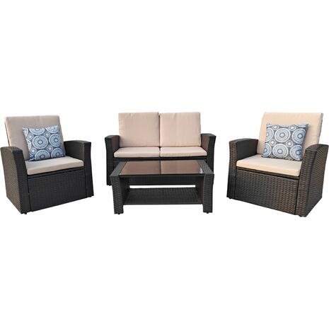 ΣΑΛΟΝΙ ΕΞ.ΧΩΡΟΥ 4ΤΜΧ THORE HM5978 ΣΥΝΘ. RATTAN ΜΑΥΡΟ-ΜΠΕΖ ΜΑΞΙΛΑΡΙΑ