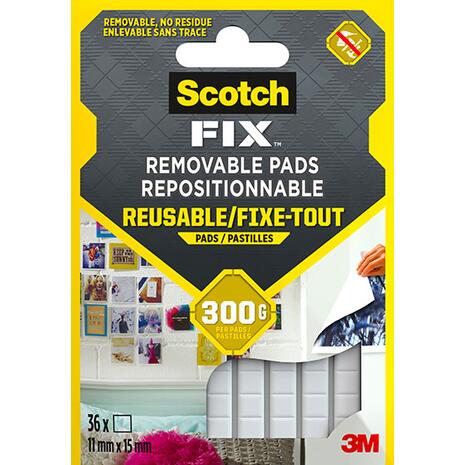 Αυτοκόλλητα πλαστελίνης 3Μ SCOTCH Removable Pad Tack fix 36 τεμαχίων (11x15mm) 300gr