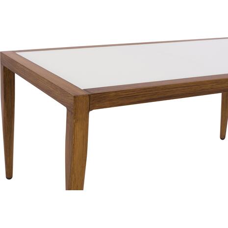 ΤΡΑΠΕΖΙ MEIR ΣΑΛΟΝΙΟΥ ΑΛΟΥΜΙΝΙΟΥ BAMBOO LOOK ΜΕ ΓΥΑΛΙ 100Χ58Χ46 HM5551.01