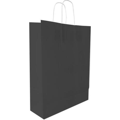 Χάρτινη σακούλα δώρου 37x27x12cm μαύρη με στριφτό χερούλι (Μαύρο)