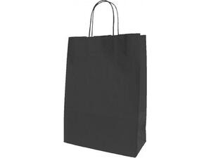 Χάρτινη σακούλα δώρου 24x18x8cm μαύρη με στριφτό χερούλι (Μαύρο)