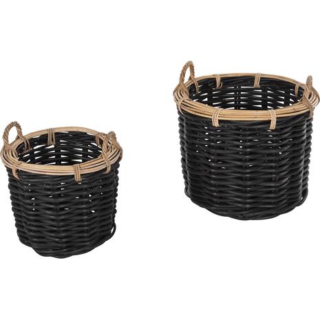 ΣΕΤ 2 ΚΑΛΑΘΙΑ POTTS HM4379 ΜΑΥΡO&ΦΥΣΙΚΟ ΧΡΩΜΑ- CL RATTAN Φ61+Φ45εκ.