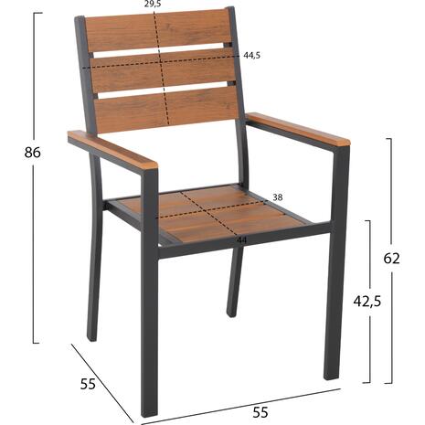 ΠΟΛΥΘΡΟΝΑ ΑΛΟΥΜΙΝΙΟΥ SAGA HM5981.03 ΑΝΘΡΑΚΙ-POLYWOOD ΣΕ ΦΥΣΙΚΟ 55x55x86Υεκ.