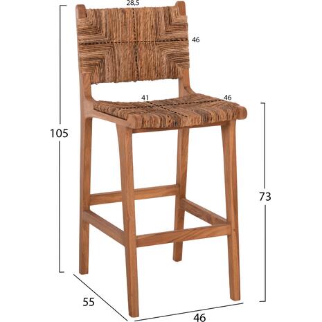 ΣΚΑΜΠΟ ΜΠΑΡ WALTER HM9841 ΞΥΛO TEAK ΣΕ ΦΥΣΙΚΟ-ΨΑΘΑ 46x55x105Υ εκ.