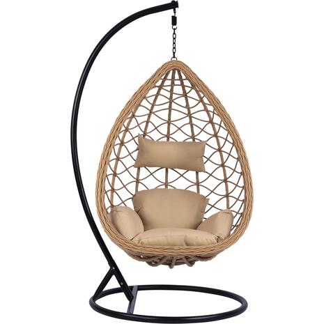 ΚΡΕΜΑΣΤΗ ΠΟΛΥΘΡΟΝΑ ΦΩΛΙΑ CATALINA HM5677.01 ΜΕ ΜΠΕΖ WICKER & ΜΑΞΙΛΑΡΙΑ Φ95Χ195Υ εκ.