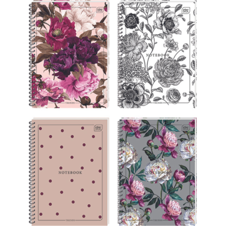 Τετράδιο σπιράλ Interdruk Flowers 1 θέμα 17x25 60 σελίδες (διάφορα σχέδια)