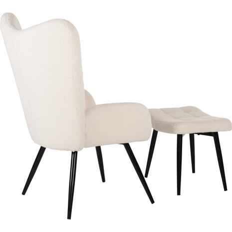 ΠΟΛΥΘΡΟΝΑ ΜΠΕΡΖΕΡΑ CRAWLEY ΜΕ ΥΠΟΠΟΔΙΟ HM8918.25 ΥΦΑΣΜΑ ΜΠΟΥΚΛΕ ΛΕΥΚΟ 70x74x105Y εκ. (Λευκό)