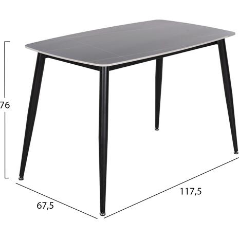 ΤΡΑΠΕΖΙ RAVEN HM9854.03 ΚΕΡΑΜΙΚΟ TOP ΓΚΡΙ ΜΑΡΜΑΡΟ-ΜΑΥΡΟ ΜΕΤΑΛΛΟ 117,5x67,5x76Υεκ.