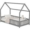 ΚΡΕΒΑΤΙ ΠΑΙΔΙΚΟ ΜΕ ΚΑΓΚΕΛΑ PHYLLIS HM679.05 τ.MONTESSORI ΞΥΛΟ ΠΕΥΚΟ ΓΚΡΙ-190x90εκ.