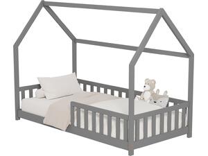 ΚΡΕΒΑΤΙ ΠΑΙΔΙΚΟ ΜΕ ΚΑΓΚΕΛΑ PHYLLIS HM679.05 τ.MONTESSORI ΞΥΛΟ ΠΕΥΚΟ ΓΚΡΙ-190x90εκ.
