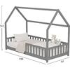 ΚΡΕΒΑΤΙ ΠΑΙΔΙΚΟ ΜΕ ΚΑΓΚΕΛΑ PHYLLIS HM679.05 τ.MONTESSORI ΞΥΛΟ ΠΕΥΚΟ ΓΚΡΙ-190x90εκ.